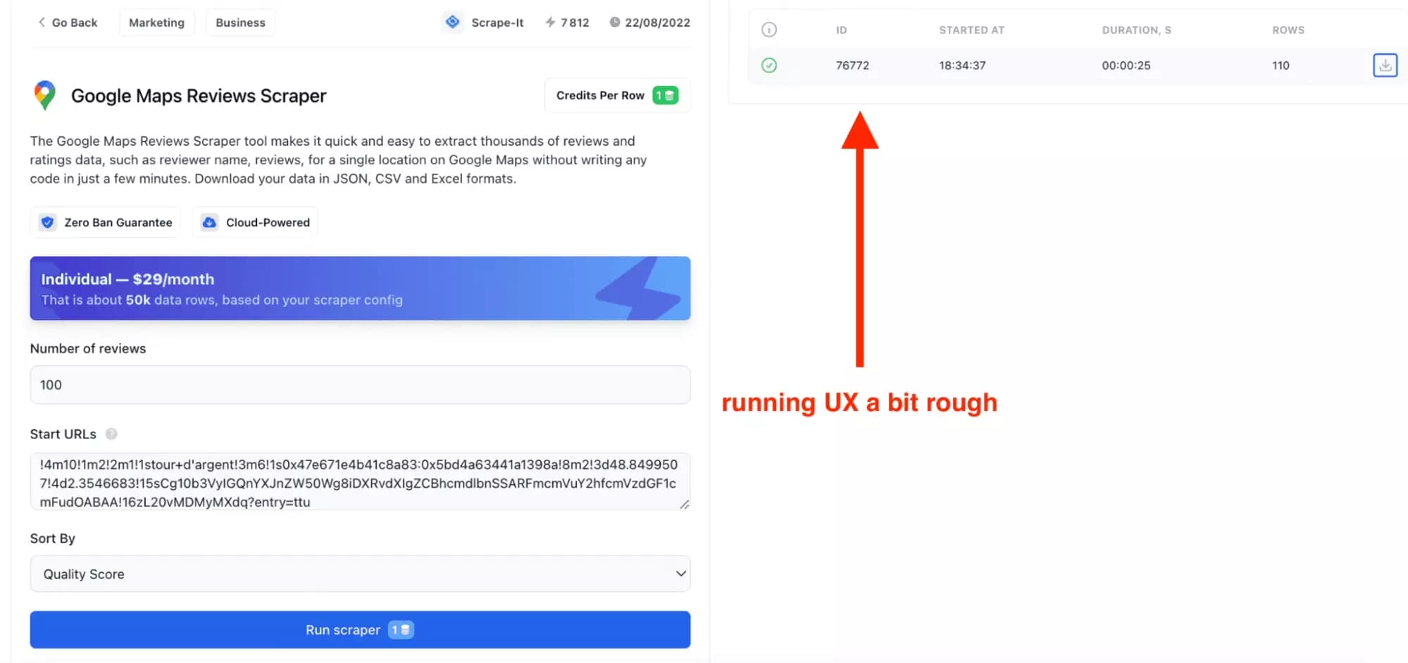 google maps reviews scraper scrape it strange ux - image8.png