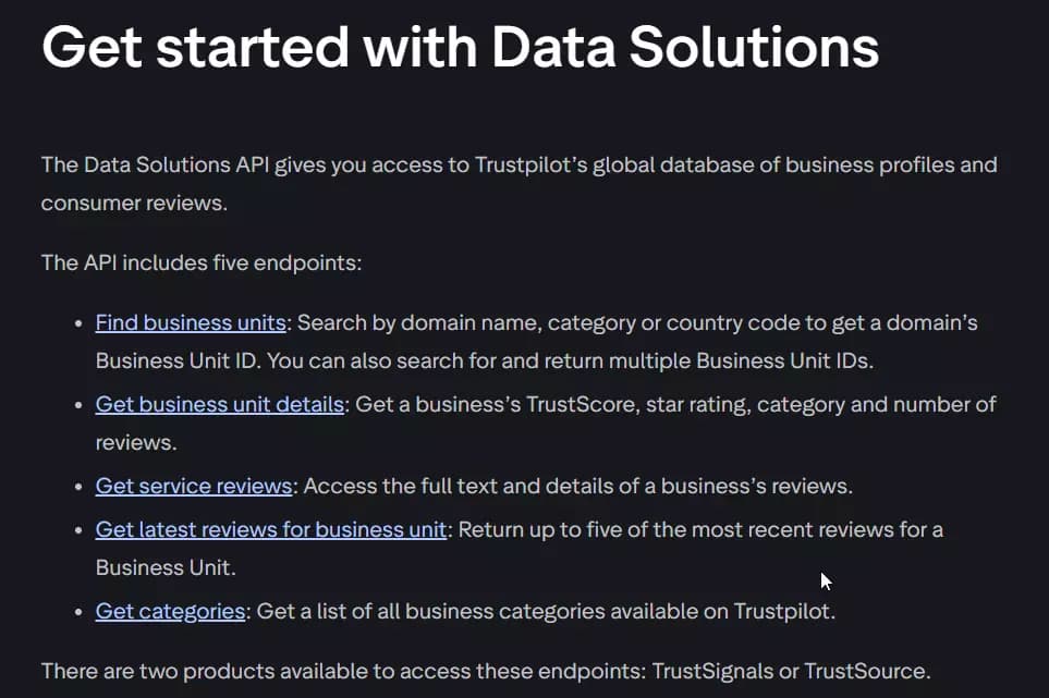 Does Trustpilot offer an official API? - What about Trustpilot Data Solutions? image3
