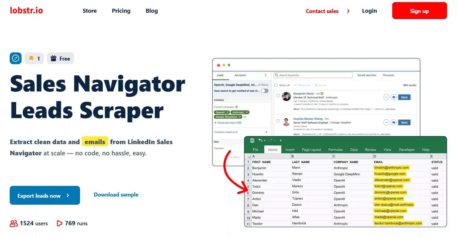Export LinkedIn connections through Sales Navigator with verified emails - What is Lobstr.io?