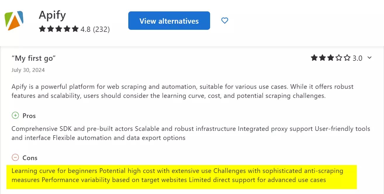 How did I shortlist the best Apify alternatives? image8
