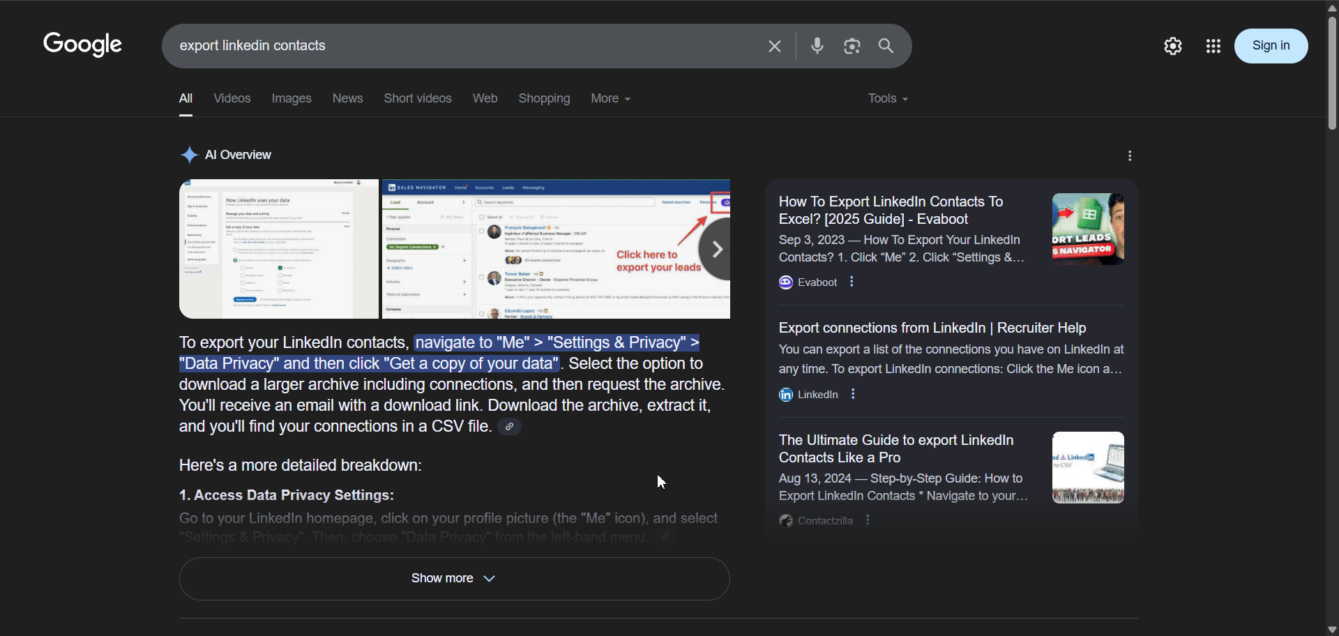 How to Export LinkedIn Contacts of your 1st-Degree Connections in 2025?
