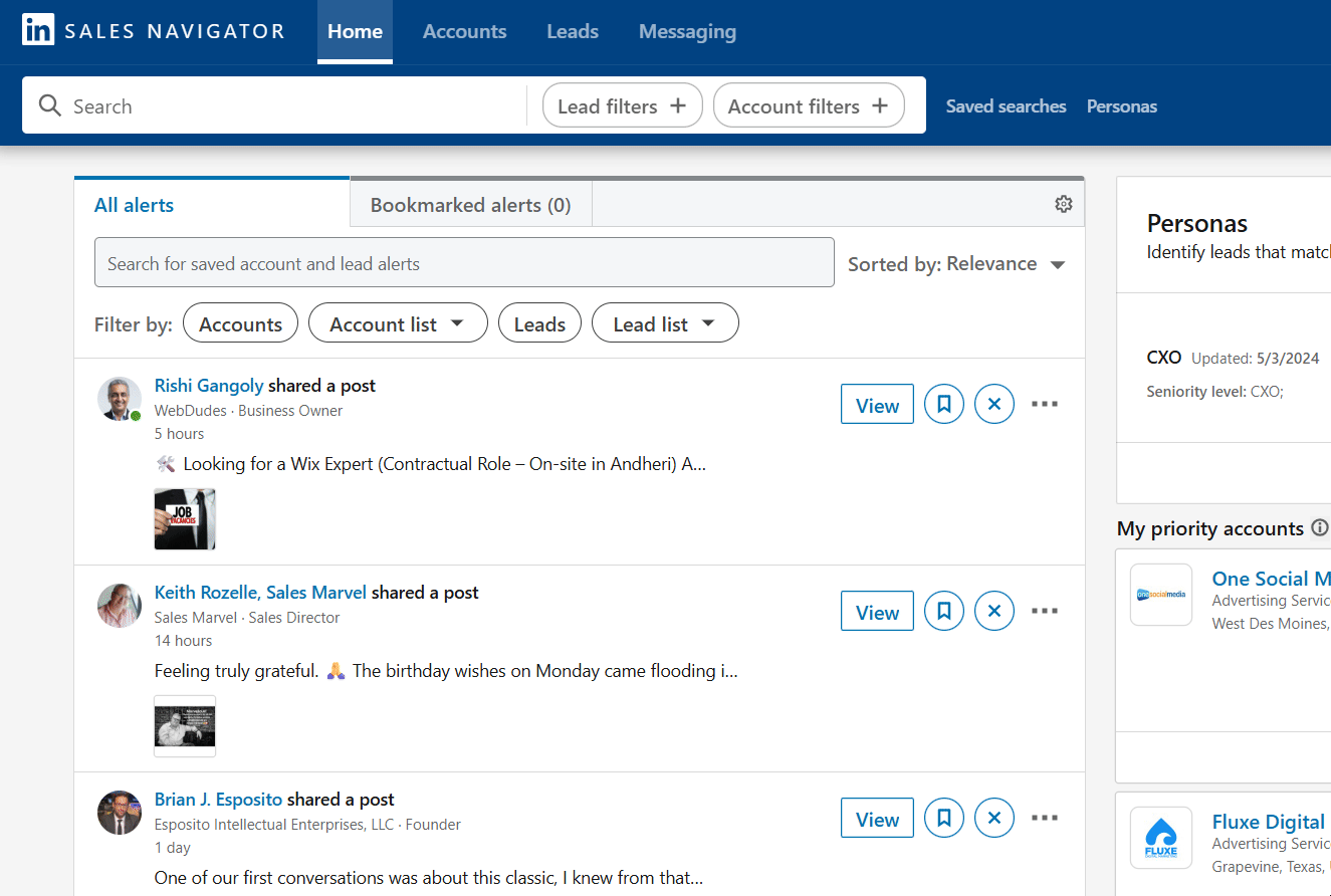 Export LinkedIn connections through Sales Navigator with verified emails - Step 1: Open Sales Navigator leads search