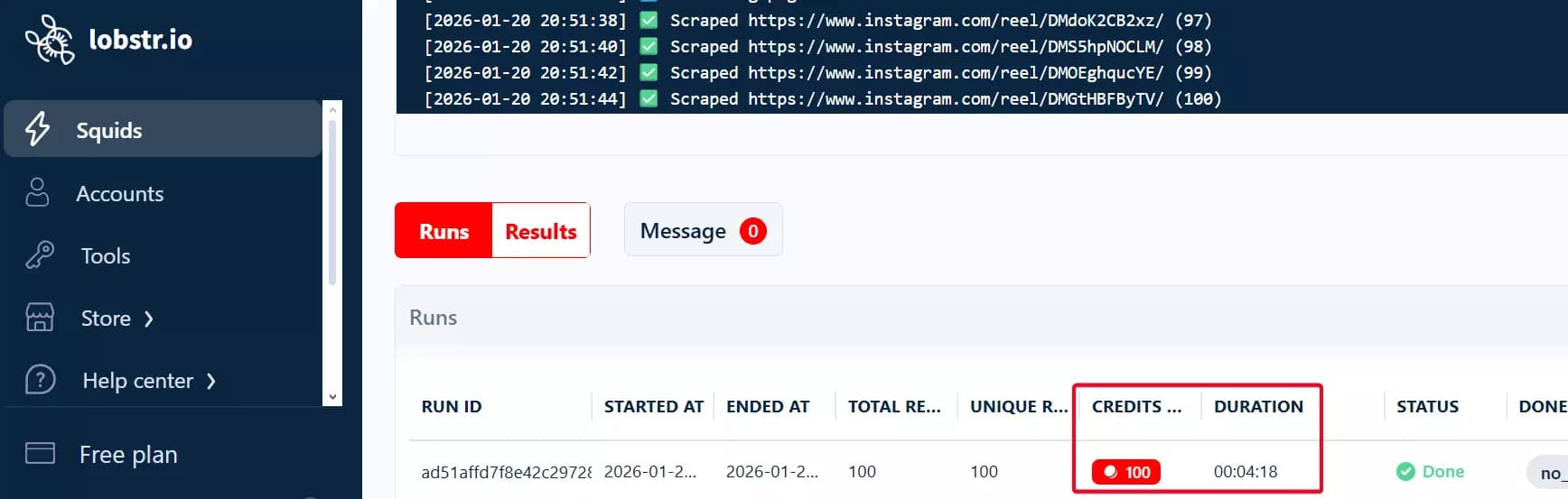 Lobstr.io scraping speed metrics
