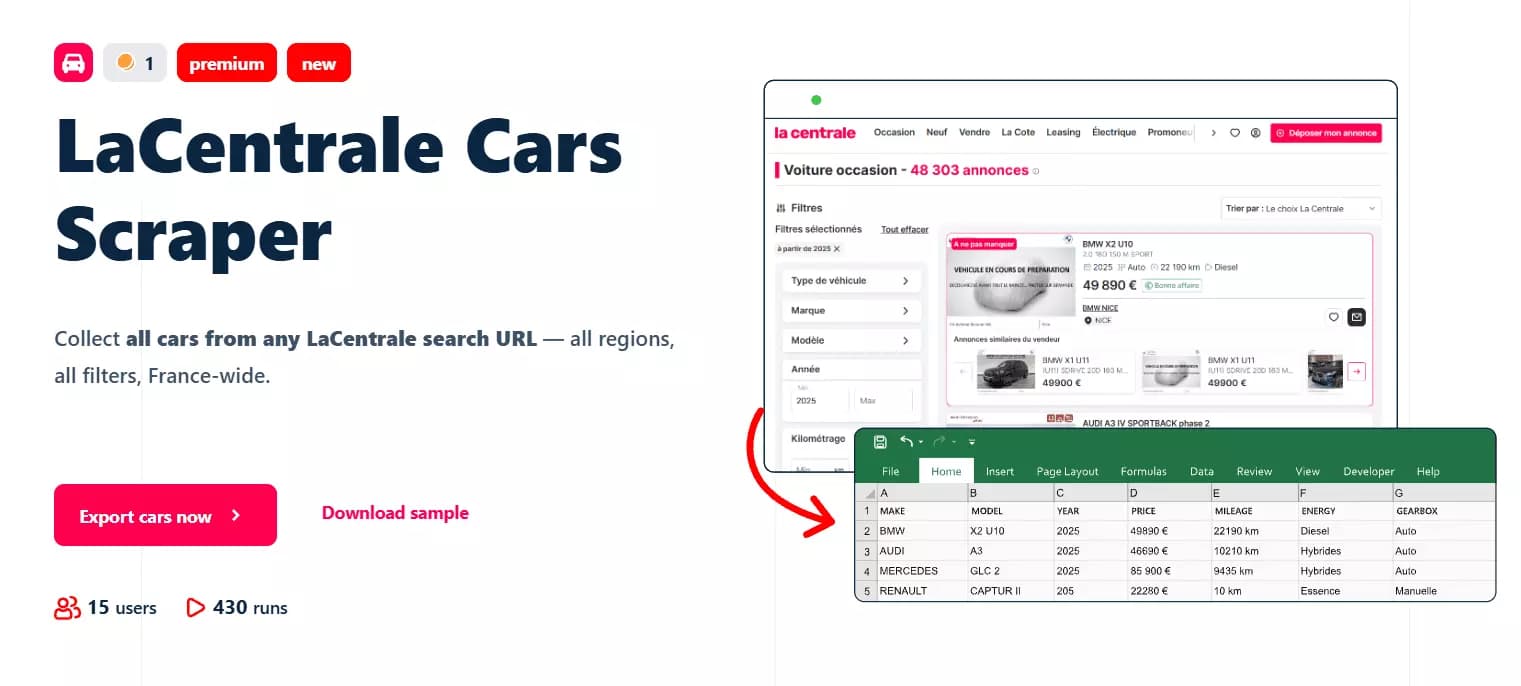 Update #2 – Two new scrapers released - LaCentrale Cars Scraper 🚗
