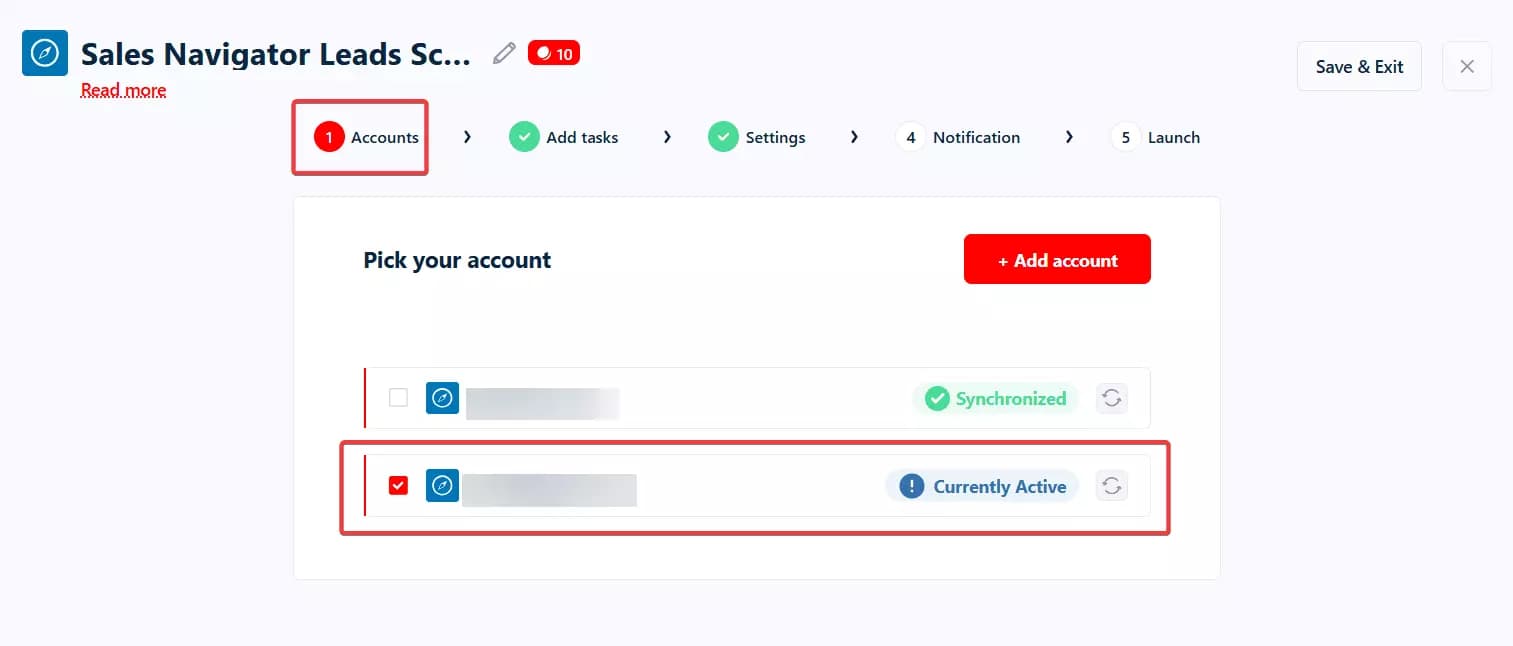 Export LinkedIn connections through Sales Navigator with verified emails - Step 1: Initiate