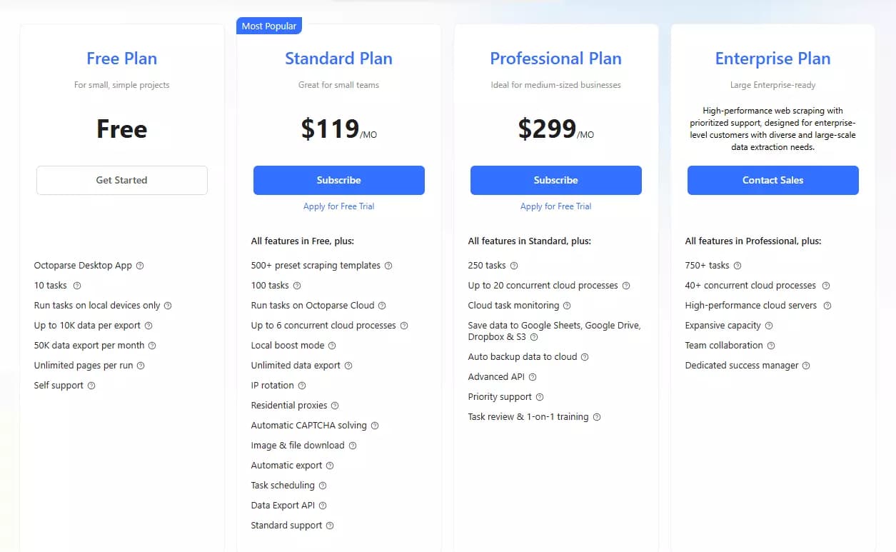 4 Good Apify Alternatives for No-Code Scraping - Pricing image42