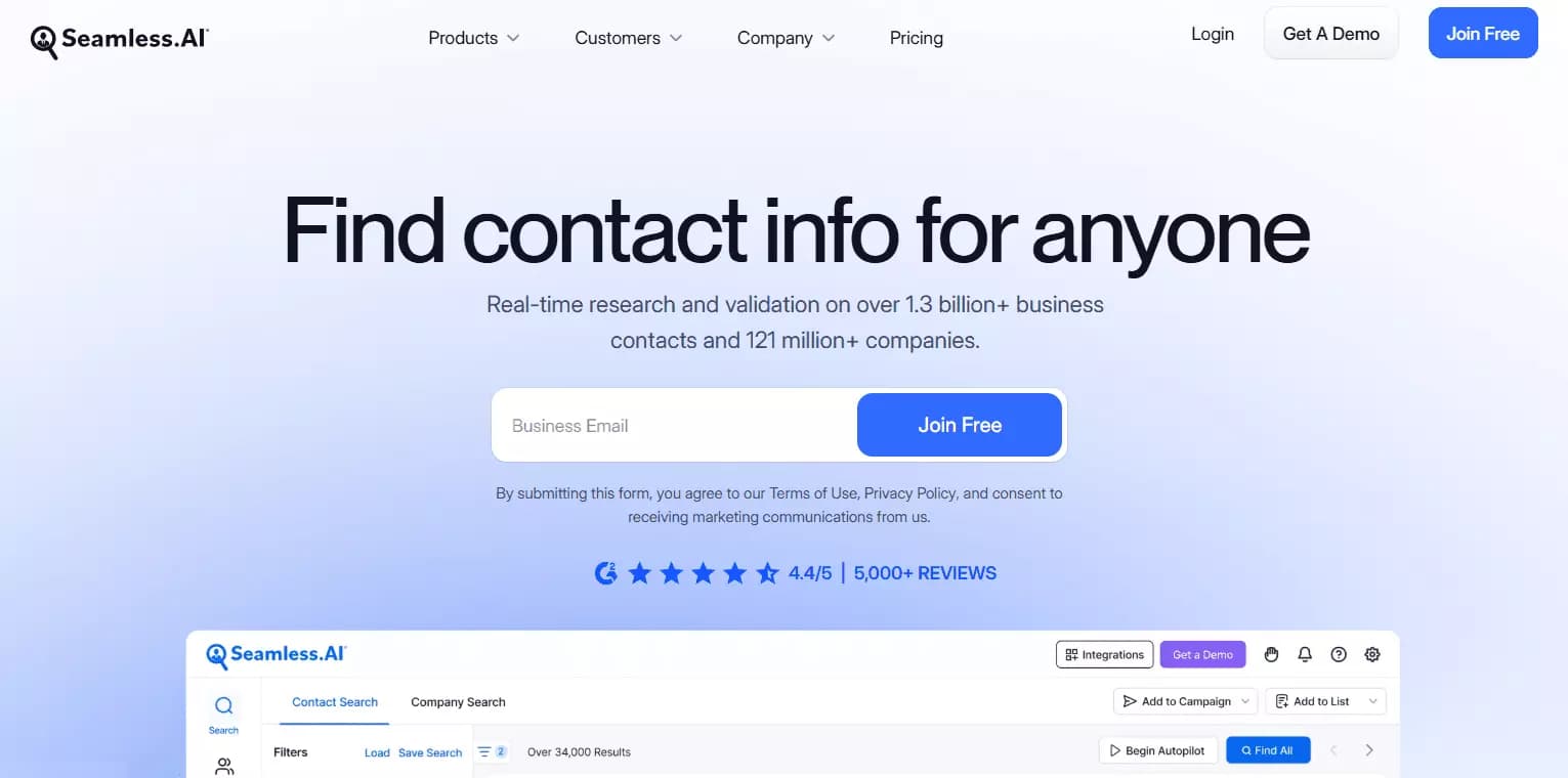 6 popular ZoomInfo alternatives that could not make it to the list - 10. SeamlessAI