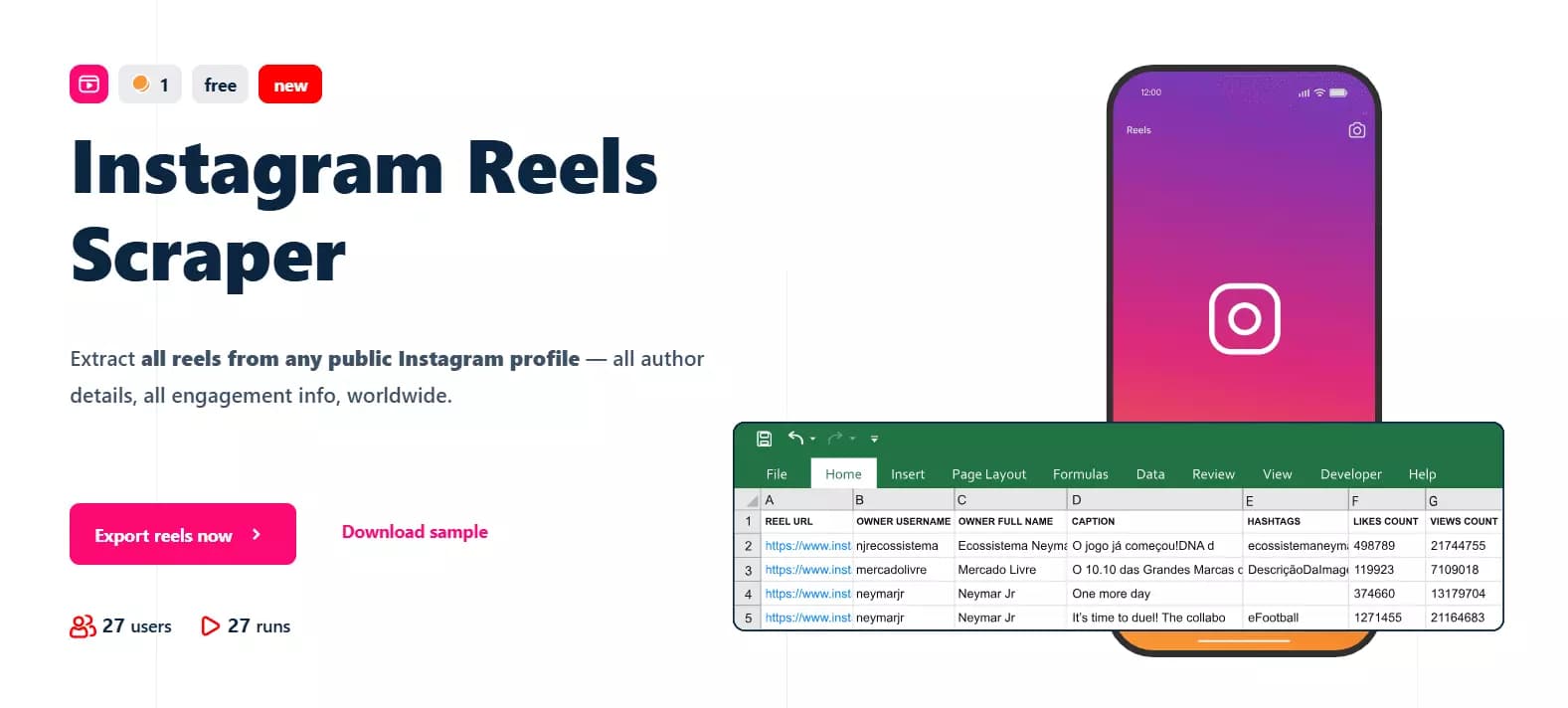 Update #1 – Two new scrapers released - Instagram Reels Scraper 🎥