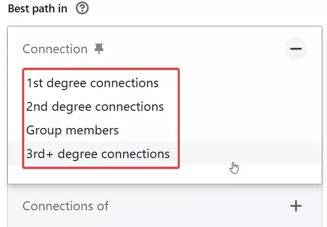 Export LinkedIn connections through Sales Navigator with verified emails - Step 3: Choose the connection degree image10