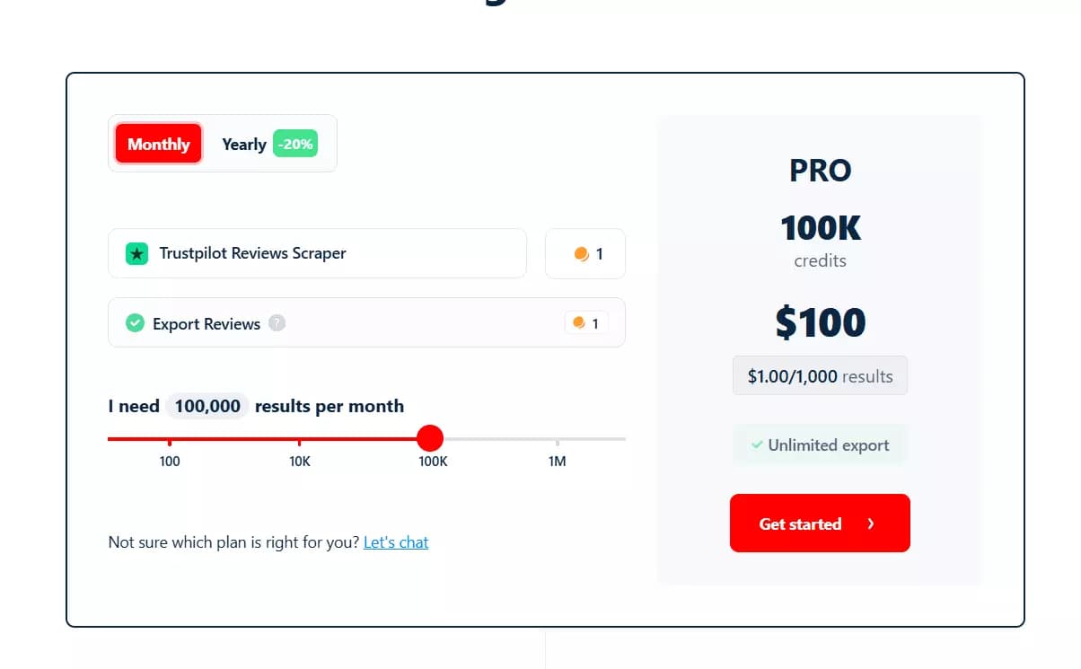 2 ways to scrape Trustpilot reviews - Pricing