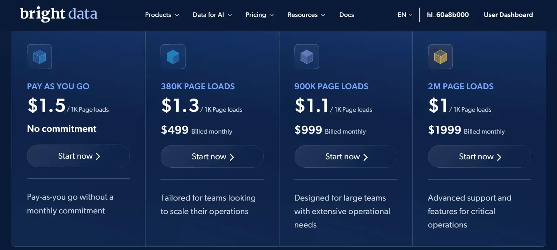 Bright Data pricing plans