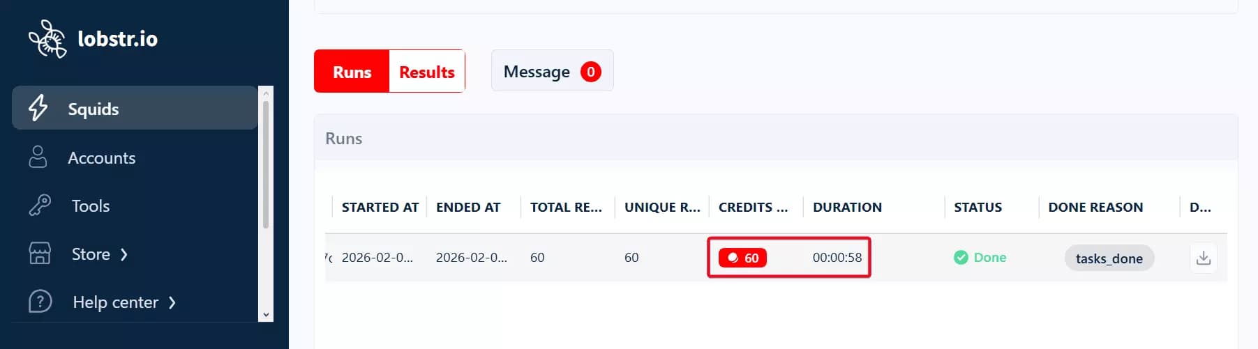 lobstr.io speed test result β 60+ comments per minute