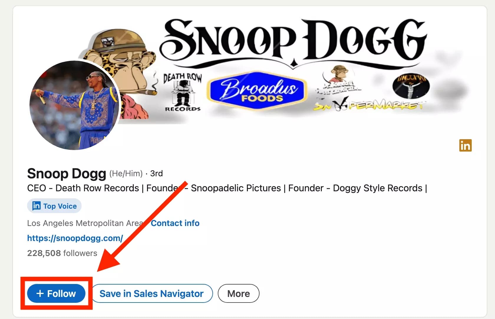 linkedin profile page snoop dogg follow button - image23.png