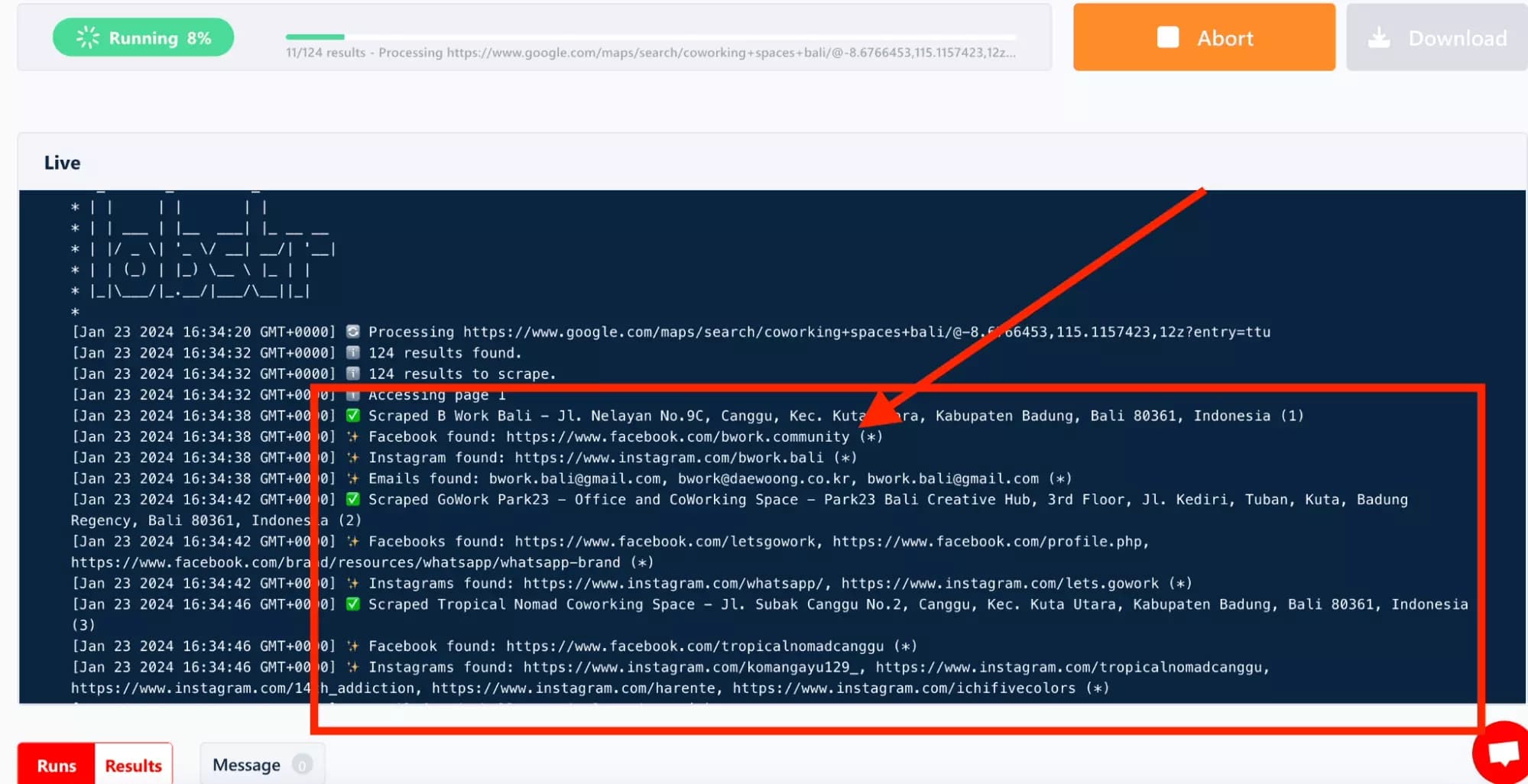 lobstr google maps search export live console - image2.png