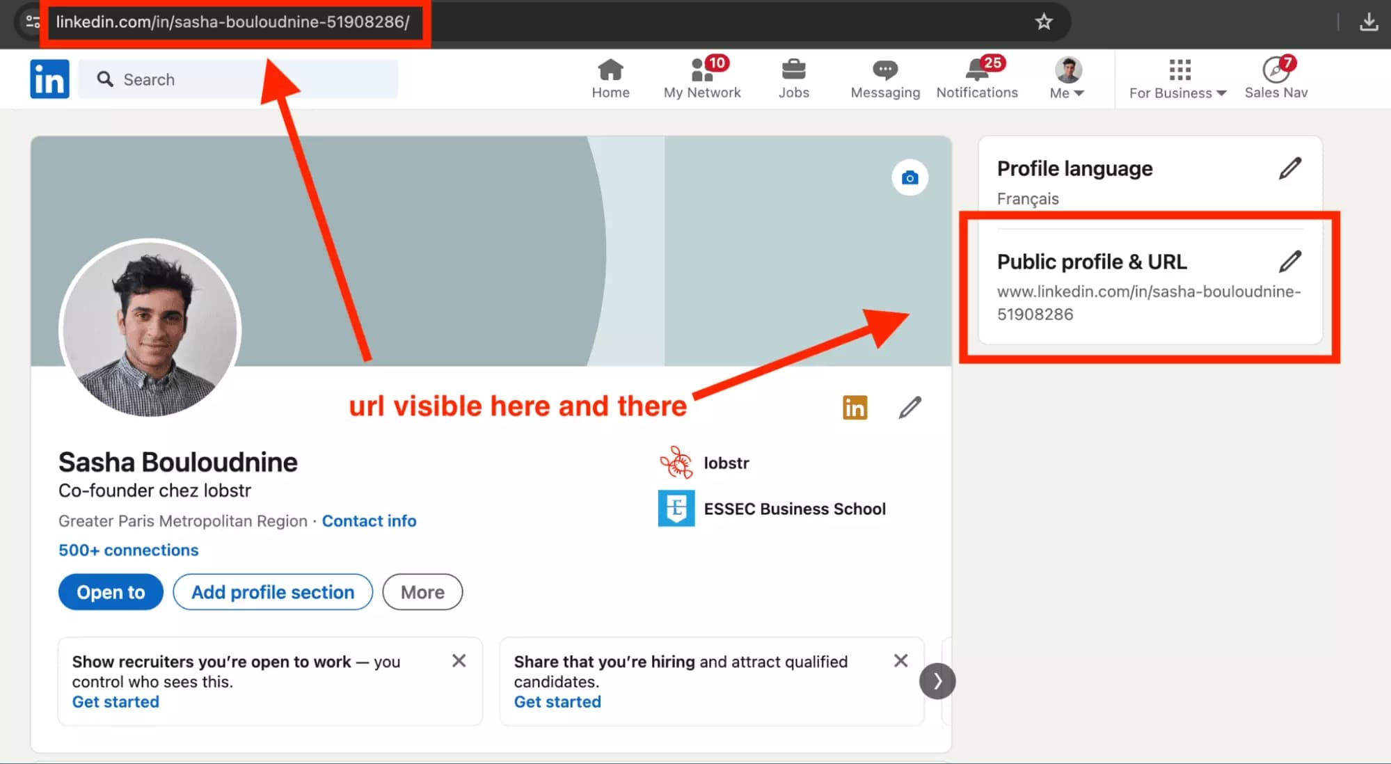 your linkedin url visible at two places on desktop - image15.png